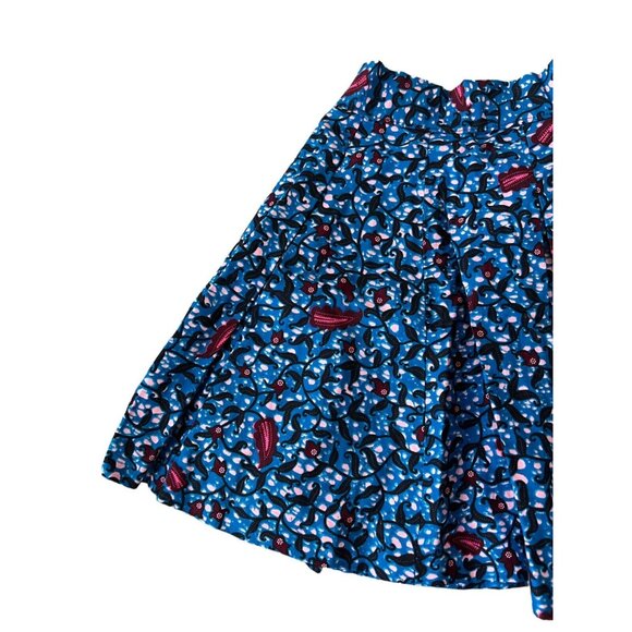 Francis Benedict Womens Blue Floral Vine Pleated Mini Skirt‎ Cotton Size Small - Picture 4 of 11